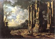 Leonardo Coccorante Harbor Scene with Roman Ruins Sweden oil painting artist
